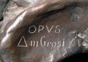 Gustinus Ambrosi, Ikaros, Detail: Bezeichnung, um 1923, Bronze auf Marmor-Postament, H: 117 cm, ...