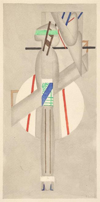 József Csáky, Abstract Figure, 1918, Bleistift, Gouache auf Papier, 25 × 13 cm, Dauerleihgabe v ...