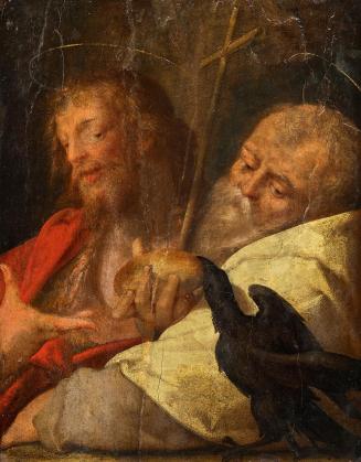 Unbekannter Künstler, Johannes Baptist und Johannes Evangelist, um 1600 (?), Öl auf Holz, 29 ×  ...