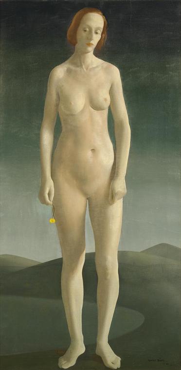 Béla Kontuly, Akt mit Löwenzahn, 1934, Öl auf Leinwand, 119 × 58,5 cm, Dauerleihgabe von Silard ...