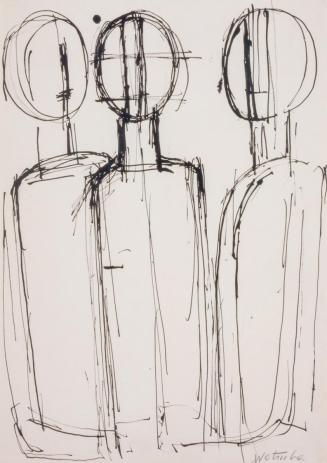 Fritz Wotruba, Drei Figuren, 1954, Tusche mit Feder auf Papier, Blattmaße: 42 × 29,5 cm, Belved ...