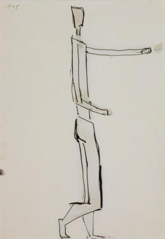 Fritz Wotruba, Gehende Figur, 1948, Tusche, Feder, Blattmaße: 29,8 × 20,9 cm, Belvedere, Wien,  ...