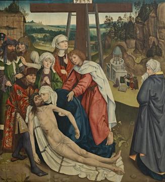 Meister des Schottenaltars, Beweinung Christi, um 1470, Malerei auf Eichenholz, 87 x 80 cm, Bel ...