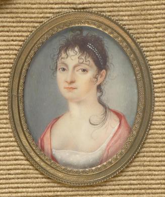 Zuschreibung an Augustin Théodule Ribot, Dame mit Stirnlocken und Locke auf Schulter, um 1805,  ...
