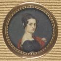 Unbekannter Künstler, Bildnis einer Dame in dunklem Kleid, um 1820/1830, Elfenbein, D: 4,7 cm,  ...