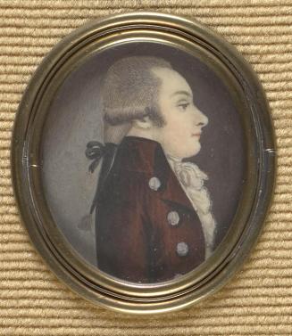 Unbekannter Künstler, Herr im Profil (Wolfgang Amadeus Mozart?), um 1780/1790, Elfenbein, 4,2 × ...
