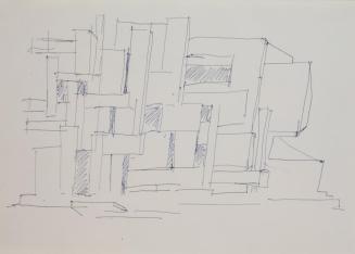 Fritz Wotruba, Skizze zu einer Architektur, undatiert, Tinte mit Feder auf Papier, Blattmaße: 2 ...