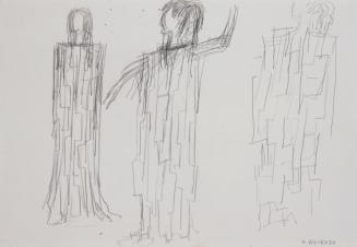 Fritz Wotruba, Drei Figuren, undatiert, Bleistift auf Papier, Blattmaße: 34,1 × 49,2 cm, Belved ...