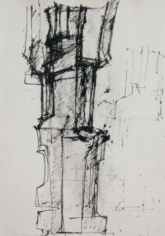 Fritz Wotruba, Figur, undatiert, Tusche mit Feder, Bleistift auf Papier, Blattmaße: 42 × 29,6 c ...