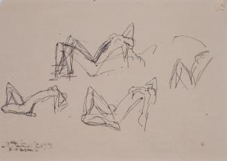 Fritz Wotruba, Zurückgelehnte weibliche Figuren, 1948, Blauer Kugelschreiber auf Papier, Blattm ...