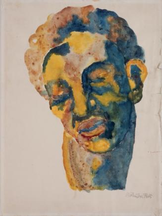 Fritz Wotruba, Kopf, 1927, Aquarell über Bleistift auf Papier, Blattmaße: 48,2 × 35,8 cm, Belve ...