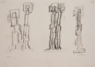 Fritz Wotruba, Figuren, 1960, Bleistift auf Papier, Blattmaße: 29,6 × 42 cm, Belvedere, Wien, I ...