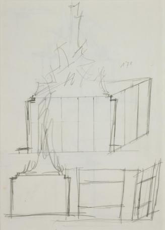 Fritz Wotruba, Entwürfe für das Denkmal für Richard Wagner in Mainz, 1969, Bleistift auf Papier ...