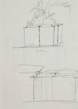 Fritz Wotruba, Entwürfe für das Denkmal für Richard Wagner in Mainz, 1969, Bleistift auf Papier ...