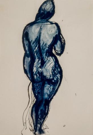 Fritz Wotruba, Weiblicher Rückenakt, undatiert, Tusche und Tinte mit Feder, laviert, auf Papier ...