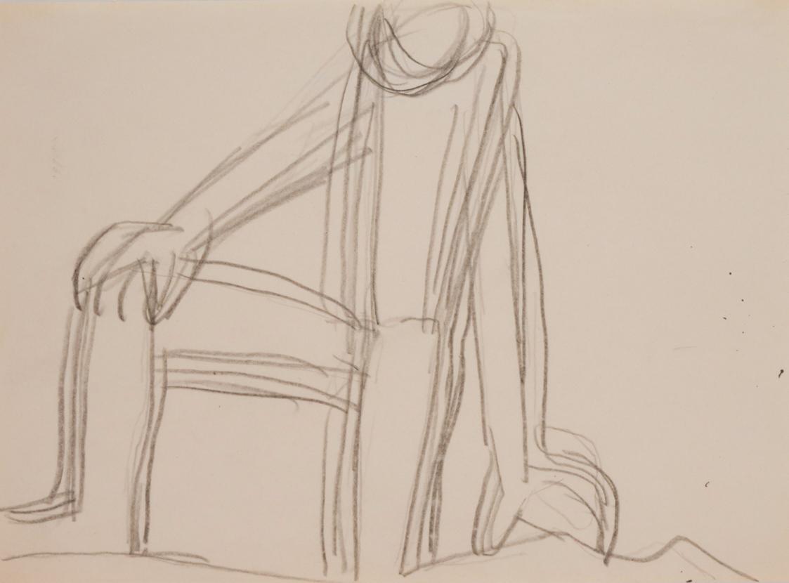 Fritz Wotruba, Figur, hockend, undatiert, Bleistift auf Papier
, Blattmaße: 21 × 28,8 cm, Belv ...