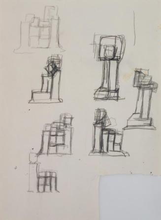 Fritz Wotruba, Entwürfe für einen Stein, undatiert, Bleistift auf Papier
, Blattmaße: 28,2 × 2 ...