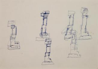 Fritz Wotruba, Skizze für Kniende Figur, 1960, Kugelschreiber auf Papier
, Blattmaße: 21 × 29, ...