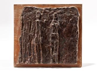 Fritz Wotruba, Relief mit drei Figuren, 1948, Ton, schellackiert, 34 × 37 × 4 cm, Belvedere, Wi ...
