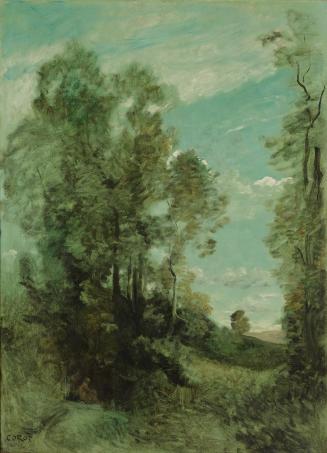 Jean-Baptiste Camille Corot, Baumlandschaft (Morgen), nach 1870, Öl auf Leinwand, 154 x 112,5 c ...