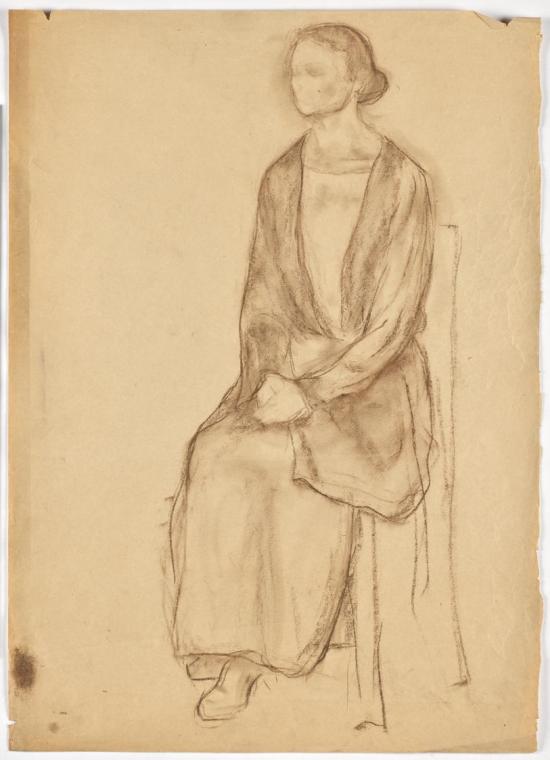 Walther Gamerith, Dame auf Stuhl sitzend, undatiert, Kreide, 63 × 45 cm, Belvedere, Wien, Inv.- ...