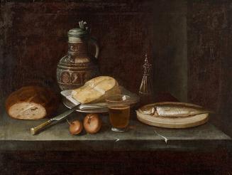 Unbekannter Künstler, Stillleben mit Käse, 1640/1700, Öl auf Leinwand, 60,5 × 86,5 cm, Belveder ...