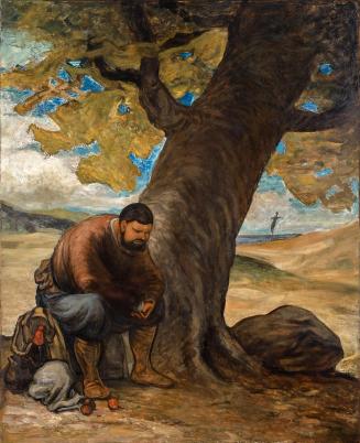 Honoré Daumier, Sancho Pansa, unter einem Baum ausruhend, um 1860/1870, Öl auf Leinwand, 100 x  ...