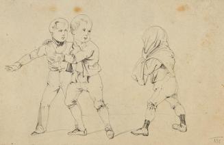 Joseph Heicke, Drei spielende Kinder, 1837, Bleistift auf Papier, 7,2 × 11 cm, Belvedere, Wien, ...