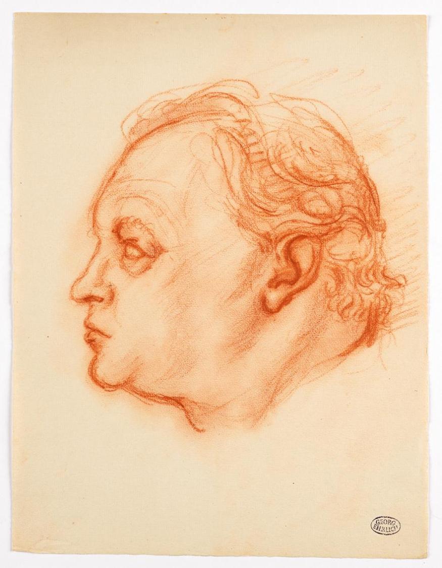 Georg Ehrlich, Portrait Siegfried Charoux, undatiert, Rötel auf Papier, 31,2 x 23,9 cm, Belvede ...