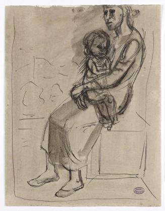 Georg Ehrlich, Mutter mit Kind, 1937, Tusche laviert, Blattmaße: 32 × 24,8 cm, Belvedere, Wien, ...