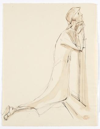 Georg Ehrlich, Betende Frau, 1964, Tusche in braun, laviert, Blattmaße: 31,5 × 24,4 cm, Belvede ...