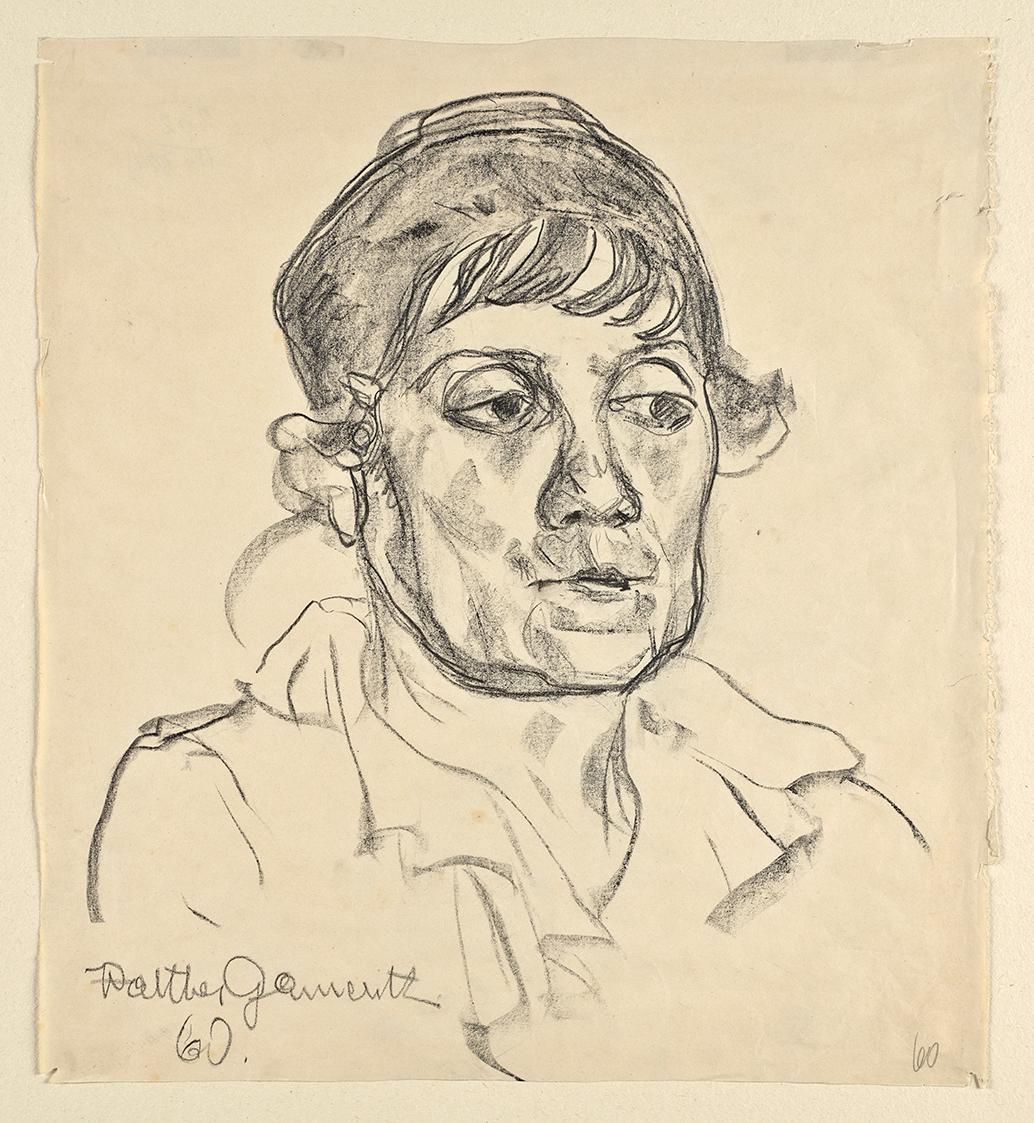 Walther Gamerith, Porträt einer älteren Dame, 1960, Kohle auf Papier, 44 x 54 cm, Belvedere, Wi ...
