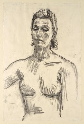 Walther Gamerith, Weiblicher Halbakt, undatiert, Kohle auf Papier, 53 x 35 cm, Belvedere, Wien, ...