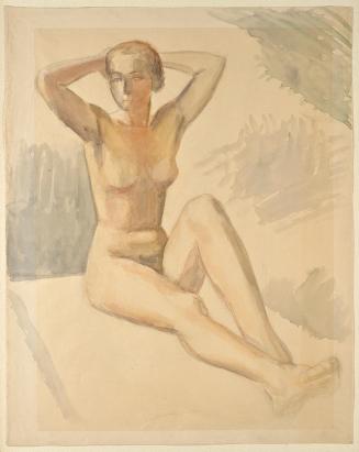 Walther Gamerith, Sitzender weiblicher Akt, undatiert, Aquarell auf Papier, 58,5 x 46,3 cm, Bel ...