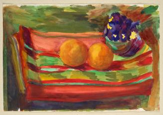 Walther Gamerith, Stillleben mit Orangen und Blumen, undatiert, Aquarell auf Papier, 33,5 x 48, ...