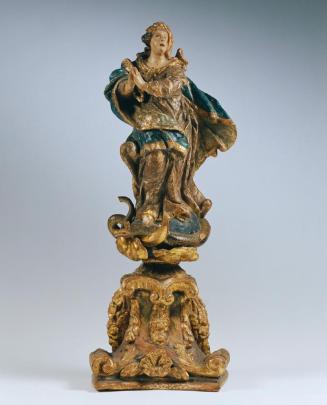 Unbekannter Künstler, Immaculata, Holz, gefasst, H. mit Sockel: 46 cm, Belvedere, Wien, Inv.-Nr ...
