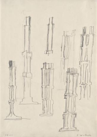 Fritz Wotruba, Mehrere Stelen, 1961, Bleistift auf Papier, Blattmaße: 41,7 × 29,7 cm, Belvedere ...