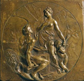Anton Matthias Josef Domanek, Venus mit Amor in der Schmiede des Vulkan, 1753, Gelbguss, D (in  ...