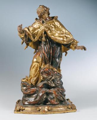 Unbekannter Künstler, Apotheose des heiligen Johannes von Nepomuk, um 1700, Holz, farbig gefass ...