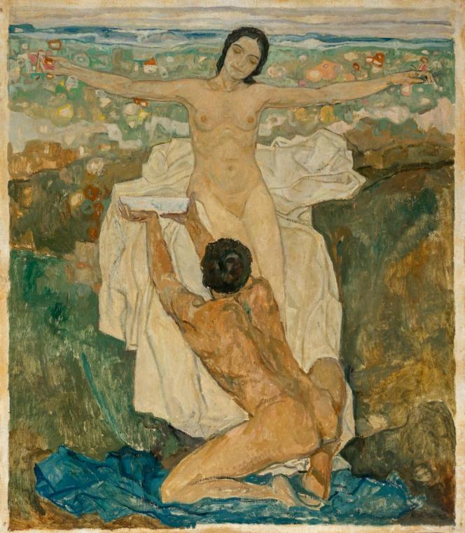 Karl Borschke, An der Quelle des Lebens, um 1918, Öl auf Leinwand, 126 × 109,2 cm, Belvedere, W ...