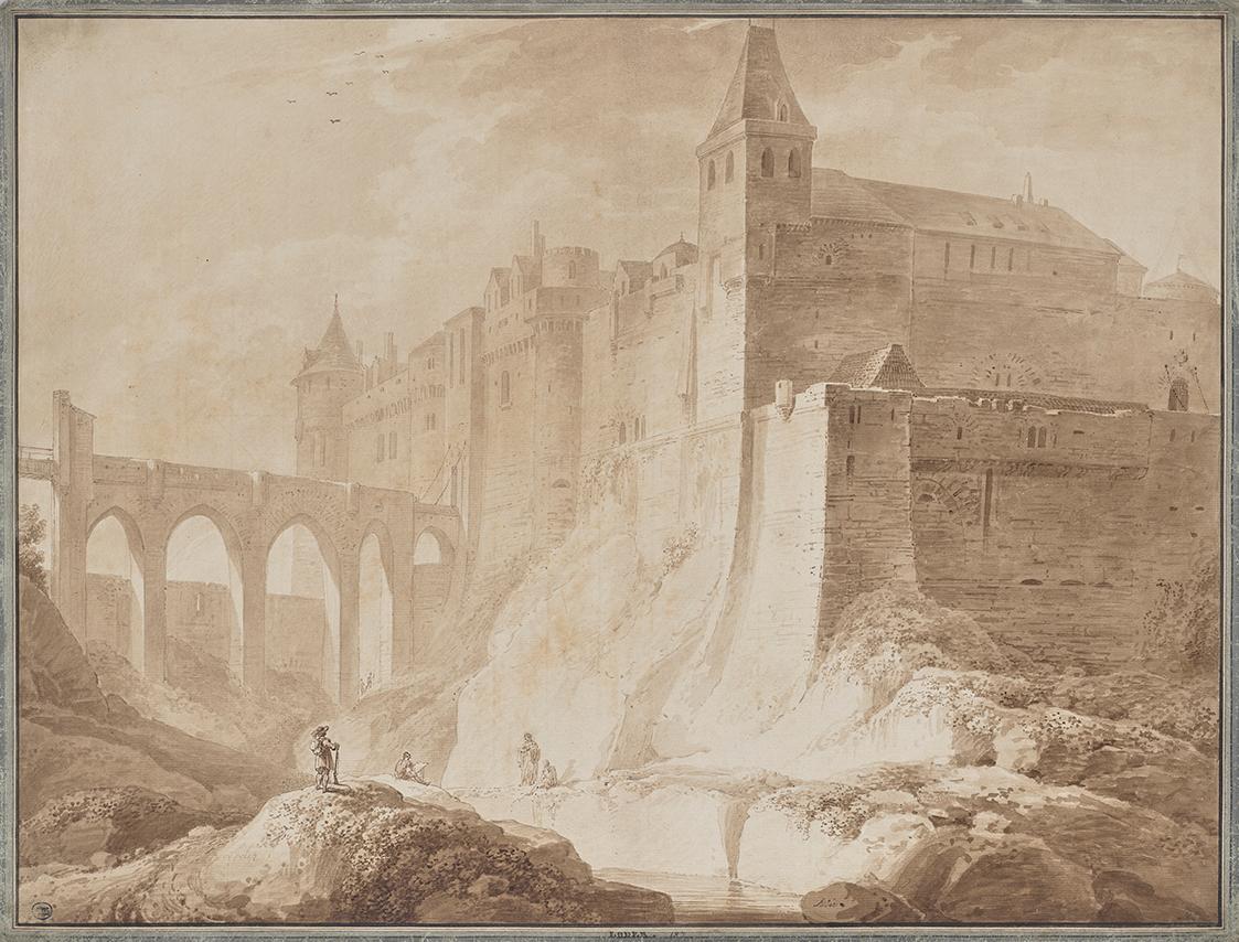 Matthäus Loder, Burgfestung, 1820/1830, Aquarell in Braun auf Papier, 49,5 × 65,3 cm, Belvedere ...