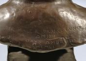 Gustinus Ambrosi, Cuno Amiet, Detail: Bezeichnung, 1951, Bronze, H: 42,5 cm, Belvedere, Wien, I ...