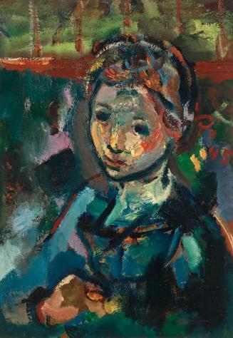Hans Robert Pippal, Mädchen im Halbprofil, um 1945, Öl auf Leinwand auf Platte, 70 × 50 cm, Bel ...