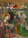 Oberösterreichischer Maler, Geburt Christi, um 1500, Malerei auf Fichtenholz, 139,5 x 110 cm, B ...