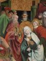 Oberösterreichischer Maler, Tod Mariens, um 1500, Malerei auf Fichtenholz, 139 x 110 cm, Belved ...