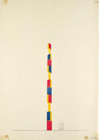 Roland Goeschl, Säule, 1988, Bleistift und Buntstift auf Seidenpapier, 58,8 × 42,2 cm, Belveder ...