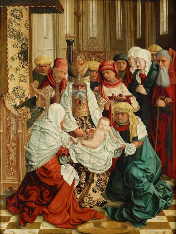 Meister von Mondsee, Beschneidung Christi, um 1497, Malerei auf Tannenholz, 113 x 87,5 cm, Belv ...