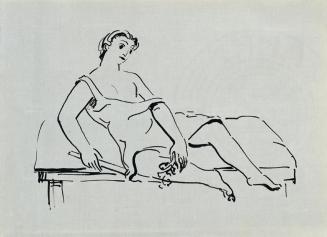 Georg Merkel, Sitzende Frau, undatiert, Tusche auf Papier, 13 x 18 cm, Belvedere, Wien, Inv.-Nr ...