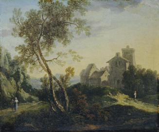 Johann Christian Brand, Der Abend (Ideale Landschaft mit Bäumen und befestigtem Dorf), um 1770/ ...