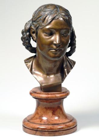 Viktor Oskar Tilgner, Marietta, 1889, Bronze auf rotmarmornen Sockel, ca.: 50 × 20 × 23 cm, Bel ...